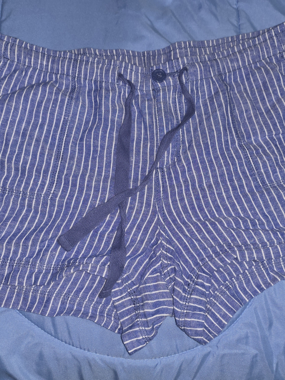 STYLUS Navy and White Striped Athletic Drawstring Shorts